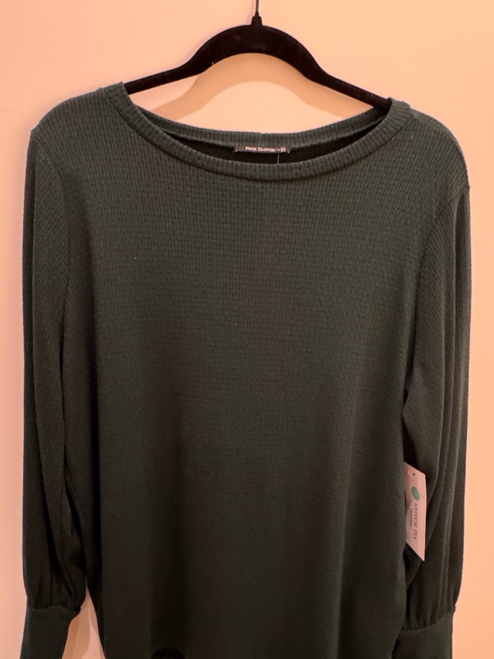 Pink Clover dark forest green XL soft, lightweight knit